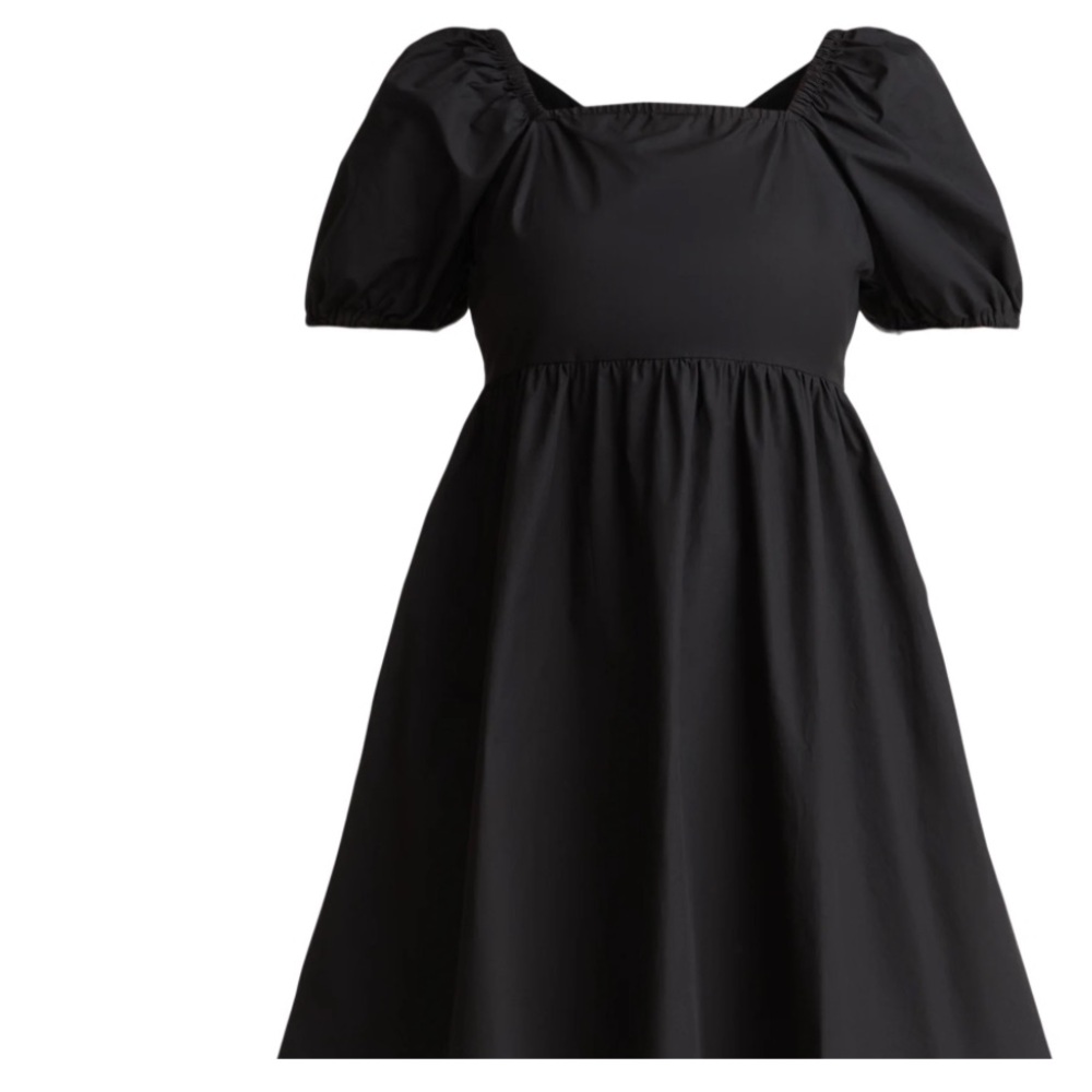 Time and Tru Black Tie Back, Puff Sleeve Mini Dress Size Medium New With Tags